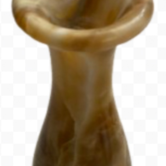 Vintage Carved Marbled Flower Vase Browns, Beiges, Swirled Colors 8" Tall - Picture 6 of 11